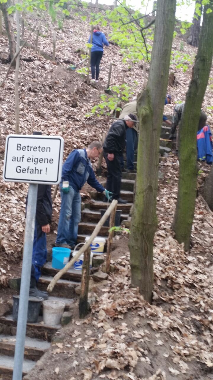 Arbeiten an den Stufen